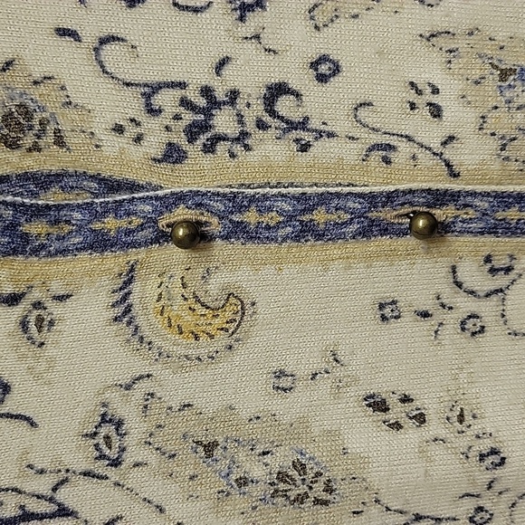 Lucky Brand Cream and Blue Paisley Wool Bkend Knit Sweater Womens XL - Picture 2 of 5